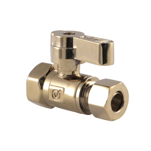 Kingston Brass KF3315PB 3/8" FIP X 3/8" OD Comp Straight Stop Valve, Polished Brass KF3315PB - main